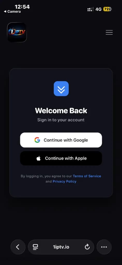 Mobile welcome back screen